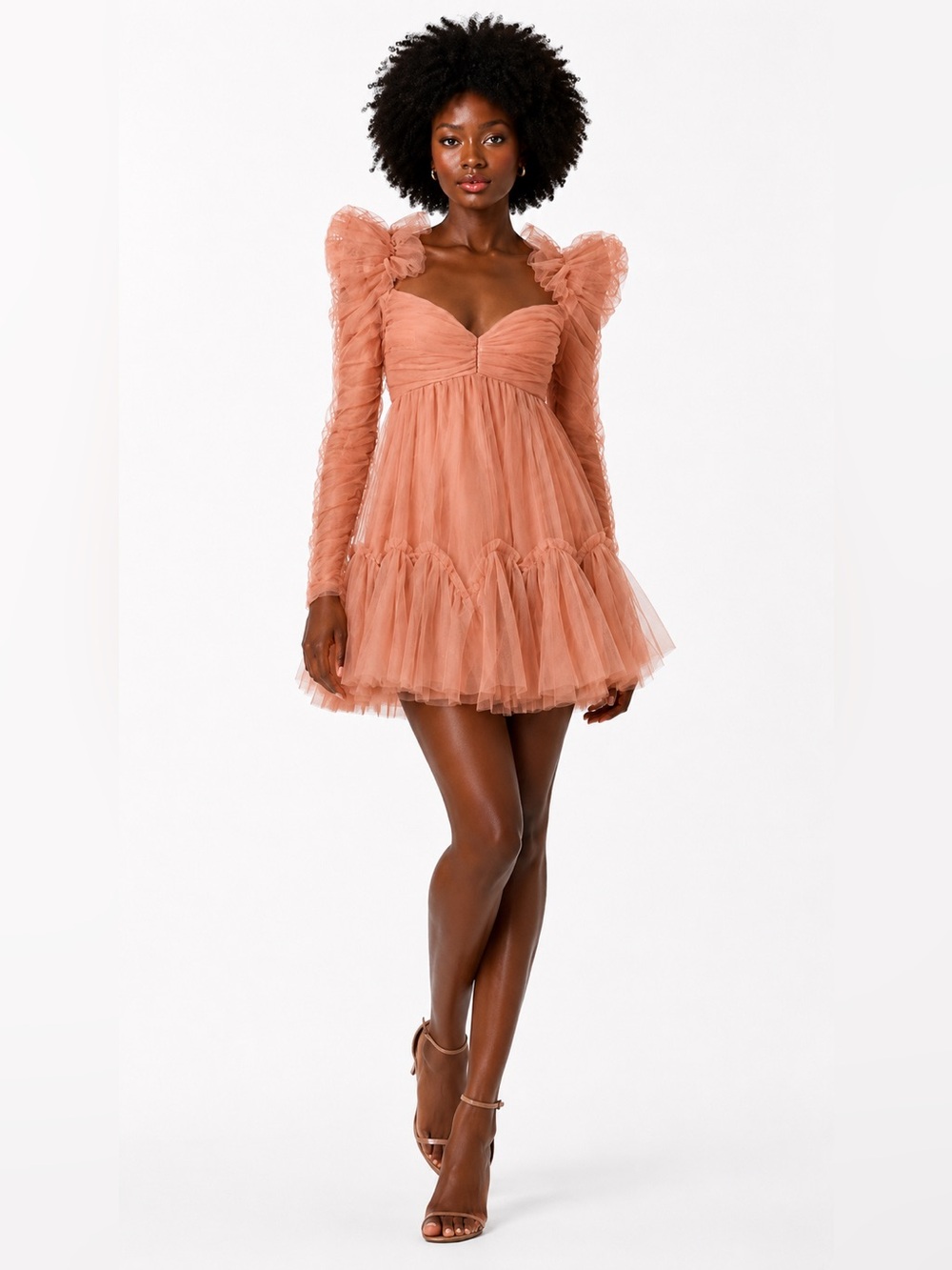 Zimmermann Pink Tulle Ruched Puffed Sleeve Mini Dress in Lipstick